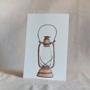 Original Watercolour Illustration "Oil Lamp"
